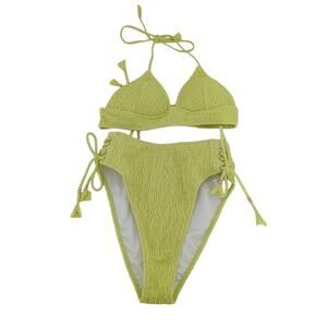 Y2K Victoria's Secret Yellow Textured High Waisted Swimsuit Neon Yellow Medium